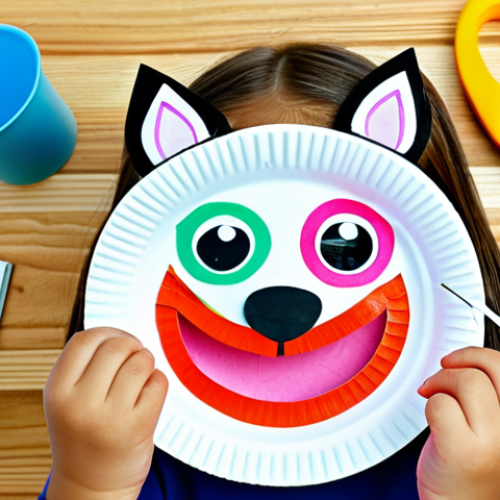 Home 26 **
A happy child, fully clothed in modest clothing, making a paper plate animal mask with colorful paper and safe scissors at a bright table, family-friendly, perfect anatomy, appropriate content, safe for work.
**