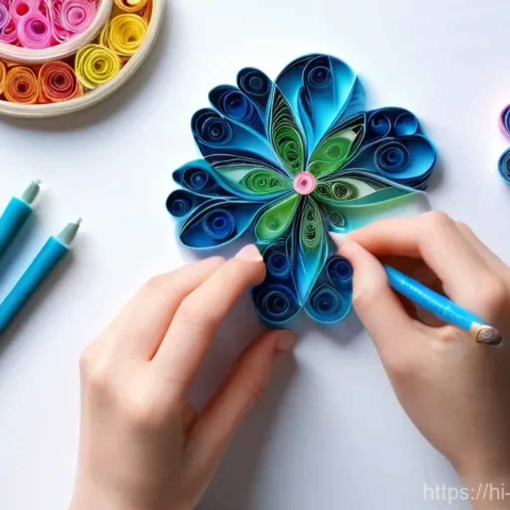 종이공예 기초부터 배우기 - **Prompt 1: Quilling Artist at Work**
    A serene, close-up shot of a young adult (female, approxim...
