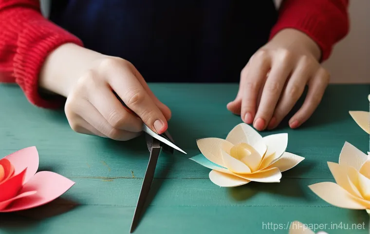 종이공예 기초부터 배우기 - **Prompt 1: Quilling Artist at Work**
    A serene, close-up shot of a young adult (female, approxim...