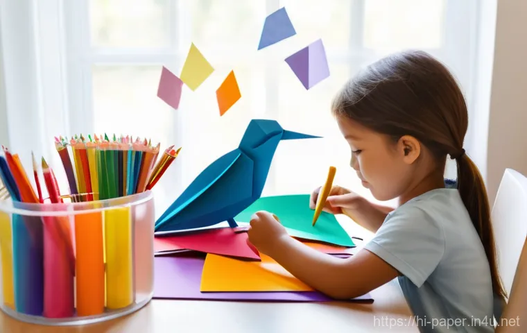 종이 아트 수업 - **Prompt for Children's Paper Art:**
A vibrant and heartwarming scene of a mother and her child,...