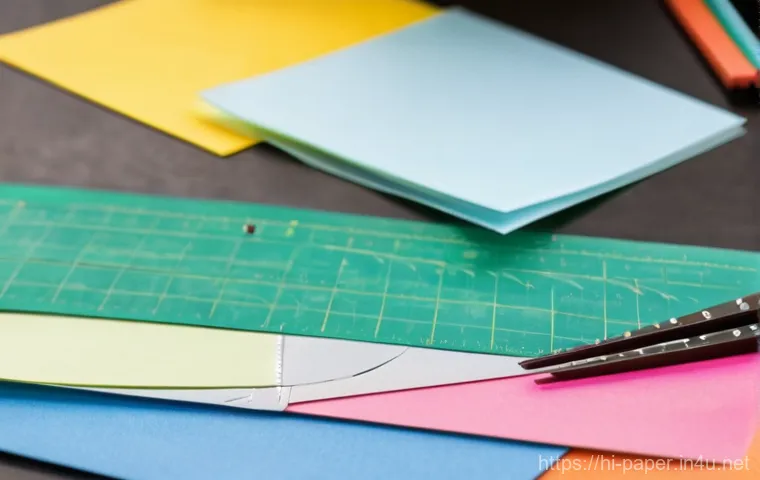 종이공예 도구 추천 - **Prompt: A close-up shot of a bright, well-organized crafting desk, showcasing various sharp cuttin...