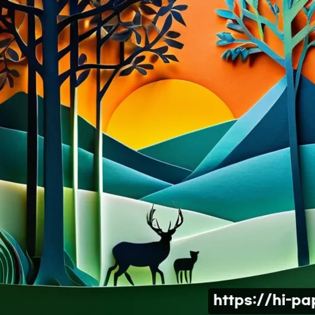 종이 아트에서의 색채 사용 - **Prompt 1: Emotional Landscape in Paper Art**
"A meticulously crafted paper art landscape depic...