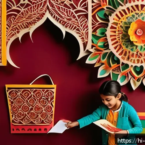 종이벽화 그리기 - A vibrant wall decorated with colorful paper cutting art featuring intricate floral and geometric sh...