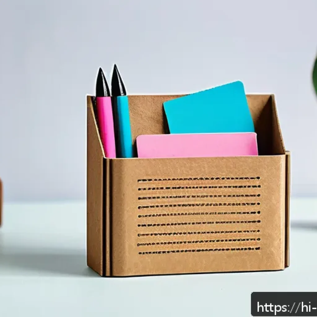 종이로 만든 카드 보관함 - A stylish, eco-friendly paper card holder on a neat office desk, made from kraft paper and cardboard...