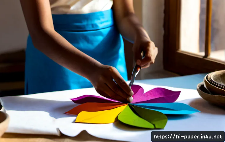 종이공예 전문가가 되는 법 - Photorealistic Indian paper craft artist carefully folding and sculpting colorful handmade paper flo...