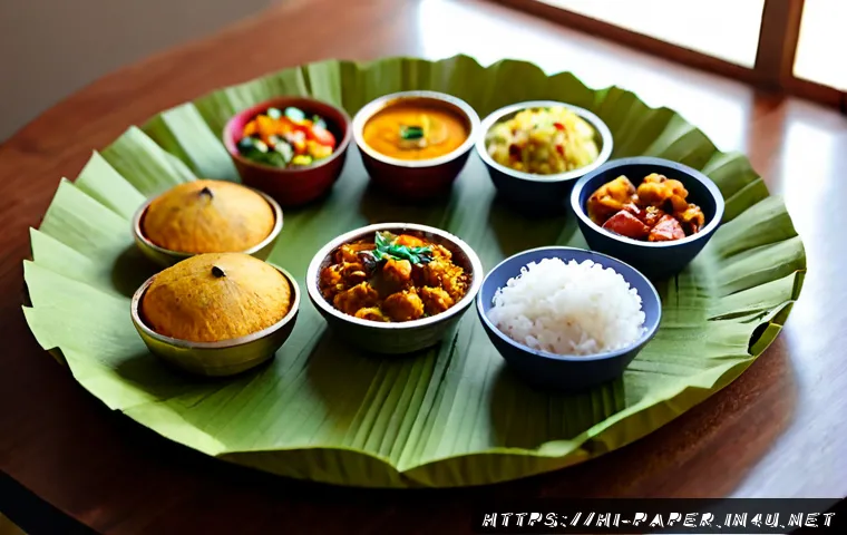 종이로 만드는 음식 모형 - Photorealistic close-up of a meticulously handmade paper food model resembling an Indian thali, tiny...